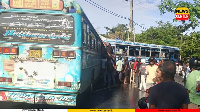 Several injured as two private buses collide on Matara–Talalla Road